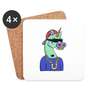Gangster Einhorn Licorne - Dessous de verre (lot de 4) - blanc - Devant