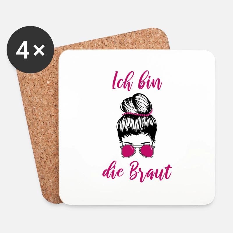 Braut Junggesellinnenabschied - Untersetzer (4er-Set) - Weiß