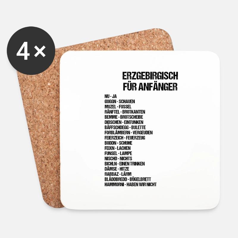 Erzgebirgisch für Anfänger - Untersetzer (4er-Set) - Weiß