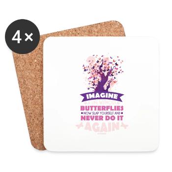 Imagine A Life Without Butterflies - Coasters (set of 4) - white - Front