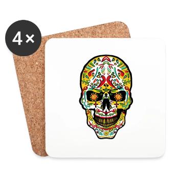 tete de mort mexicaine crane mexicain - Dessous de verre (lot de 4) - blanc - Devant
