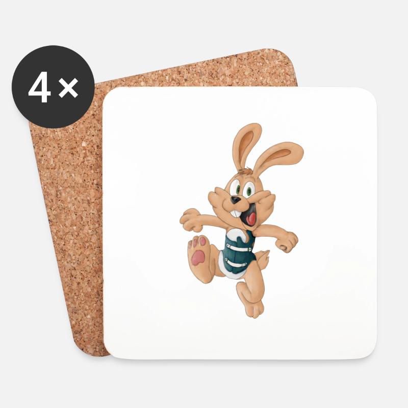Hase mit Korsett - Untersetzer (4er-Set) - Weiß
