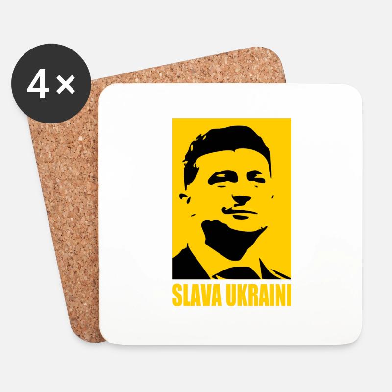 Slava ukraini - Untersetzer (4er-Set) - Weiß