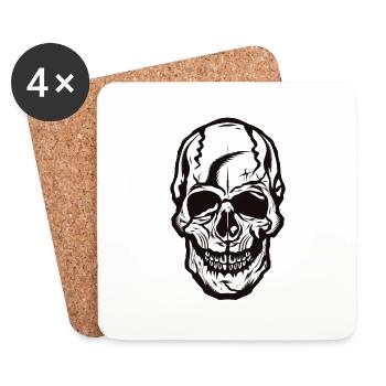 head of death skull halloween - Coasters (set of 4) - white - Front