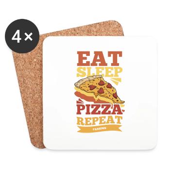 Manger Sleep Pizza Répéter - Dessous de verre (lot de 4) - blanc - Devant