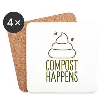 Compost Happens. Funny Gardener's Wisdom - Coasters (set of 4) - white - Front