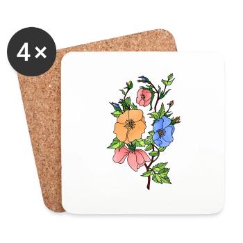 Fleur - Dessous de verre (lot de 4) - blanc - Devant