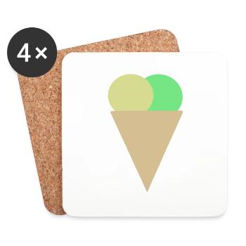 Eis in der Waffel - Untersetzer (4er-Set) - Weiß - Vorne