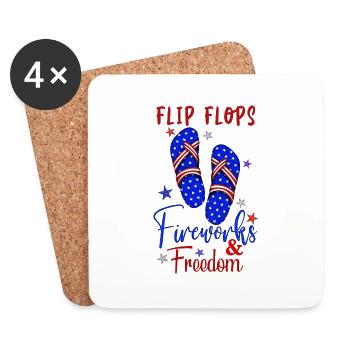 Flip Flops Fireworks Freedom - Coasters (set of 4) - white - Front
