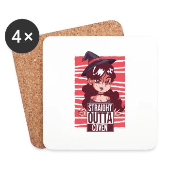 Straight outta coven Straight outta coven Geschenk - Untersetzer (4er-Set) - Weiß - Vorne