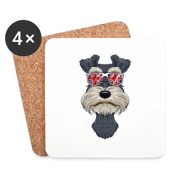 Lunettes de soleil miniatures Schnauzer UK I Deutsch Flag - Dessous de verre (lot de 4) - blanc - Devant