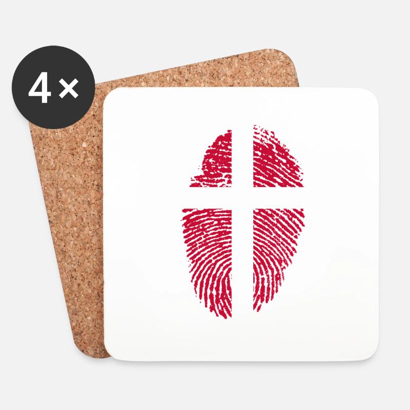 Flagge Dänemarks - Untersetzer (4er-Set) - Weiß
