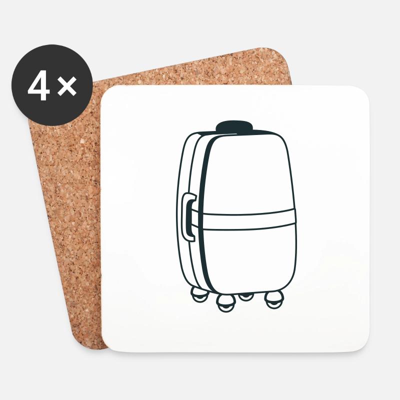 Großer Rollkoffer - Untersetzer (4er-Set) - Weiß