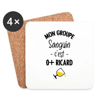 Mon groupe sanguin c'est O+ Pastis - Dessous de verre (lot de 4) - blanc - Devant