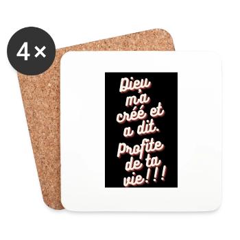 DIEU MA CRÉÉ ET A DIT: PROFITE TA VIE - Dessous de verre (lot de 4) - blanc - Devant