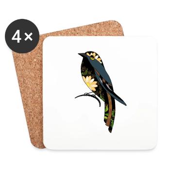 Oiseau - Dessous de verre (lot de 4) - blanc - Devant