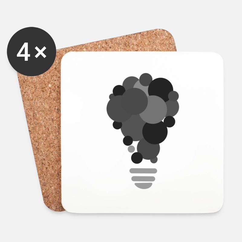 CREATIVITY lightbulb black and white schwarz/weiss - Untersetzer (4er-Set) - Weiß
