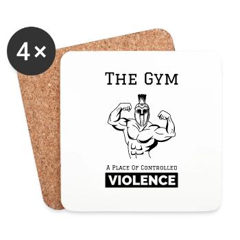 The Gym, A Place Of Controlled Violence (light) - Coasters (set of 4) - white - Front