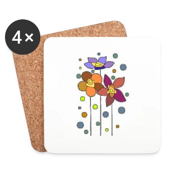 Fleur - Dessous de verre (lot de 4) - blanc - Devant