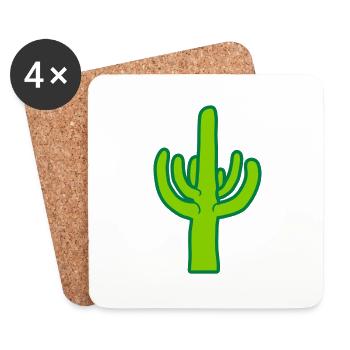 Desert Cactus Silhouette Plant - Coasters (set of 4) - white - Front