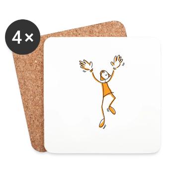Cheering means celebrating, hopping, laughing - Coasters (set of 4) - white - Front