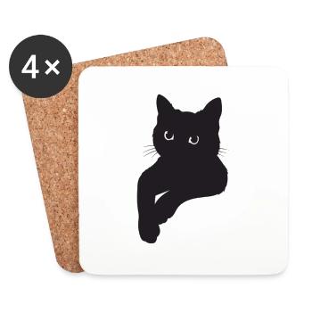 Black Cat Pose - Coasters (set of 4) - white - Front