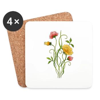 Fleur - Dessous de verre (lot de 4) - blanc - Devant