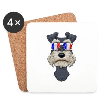 Lunettes de soleil miniatures Schnauzer France I Français - Dessous de verre (lot de 4) - blanc - Devant