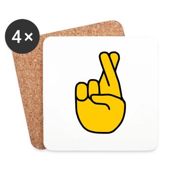 Emoji Finger gekreuzt Skizze Farbe - Untersetzer (4er-Set) - Weiß - Vorne
