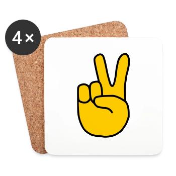 Emoji Peace Finger Sketch Couleur - Dessous de verre (lot de 4) - blanc - Devant