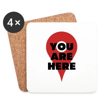 You Are Here - Map Pin - Coasters (set of 4) - white - Front