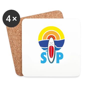 SUP - Stand UP Paddle - Coasters (set of 4) - white - Front