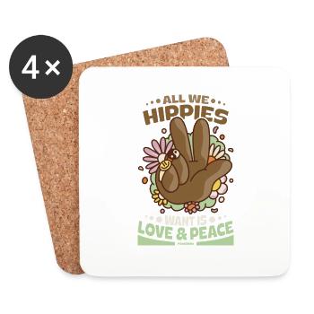 Wir Hippies wollen Liebe und Frieden - Untersetzer (4er-Set) - Weiß - Vorne