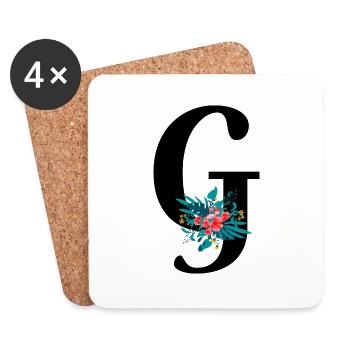 lettre G fleuris - Dessous de verre (lot de 4) - blanc - Devant