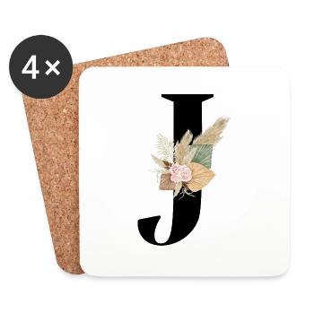 Buchstabe J blühte - Untersetzer (4er-Set) - Weiß - Vorne