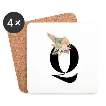 Buchstabe Q Blumen - Untersetzer (4er-Set) - Weiß - Vorne