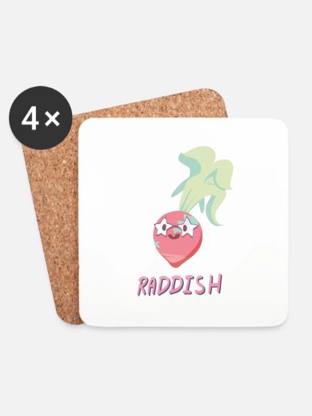 Cute Cartoon Radish - Coasters (set of 4) - white