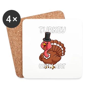 Cadeau de célébration de la fête de la dinde de Thanksgiving - Dessous de verre (lot de 4) - blanc - Devant