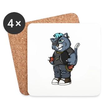 Thomas, Cat - Coasters (set of 4) - white - Front