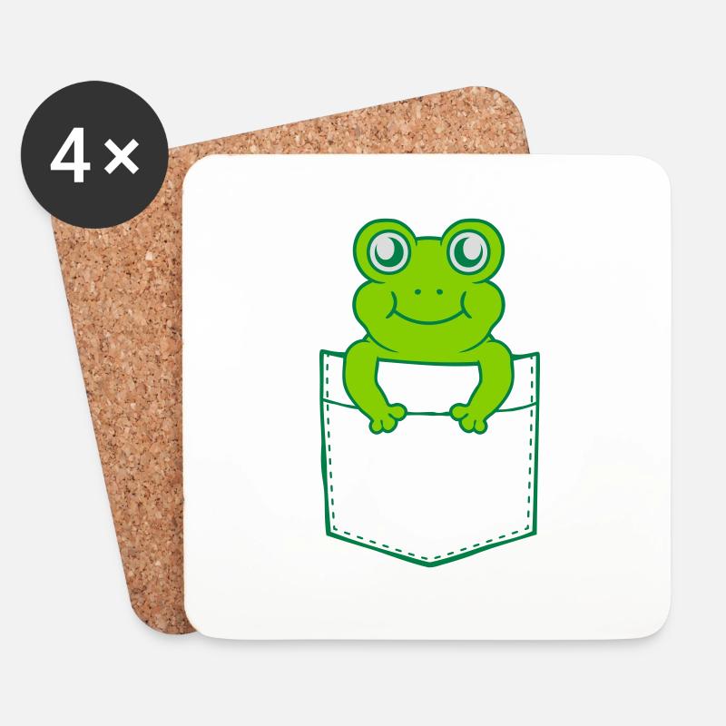 Unterwegs Hemdtasche Frosch Comic - Untersetzer (4er-Set) - Weiß