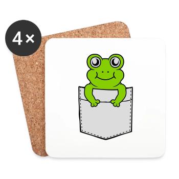 Breast pocket small sweet frog - Coasters (set of 4) - white - Front