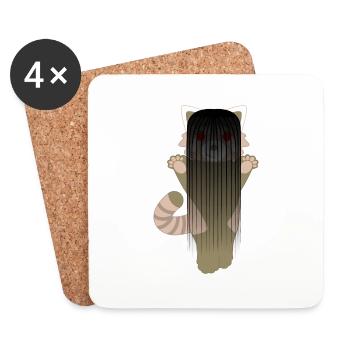 Red panda disguised as a demon girl for Halloween - Coasters (set of 4) - white - Front
