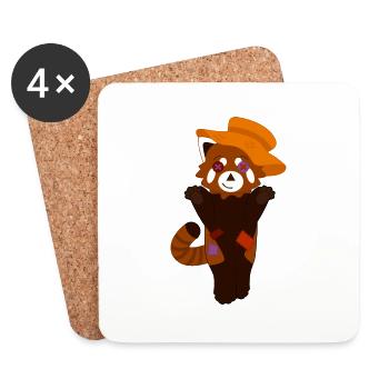 Red panda disguised as a scarecrow for Halloween - Coasters (set of 4) - white - Front