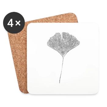 Feuille de Ginkgo - Dessous de verre (lot de 4) - blanc - Devant