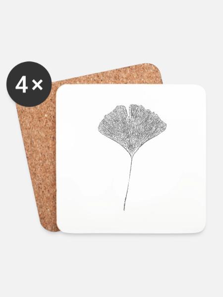 Ginkgo Leaf - Coasters (set of 4) - white