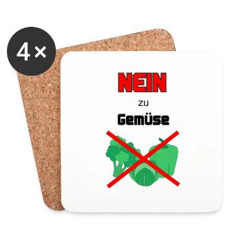 Nein zu Gemüse - Untersetzer (4er-Set) - Weiß - Vorne