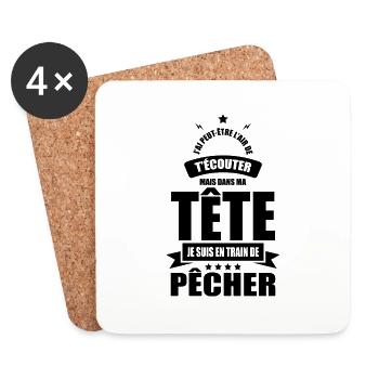 j ai l air t ecouter dans ma tete pêcher - Dessous de verre (lot de 4) - blanc - Devant