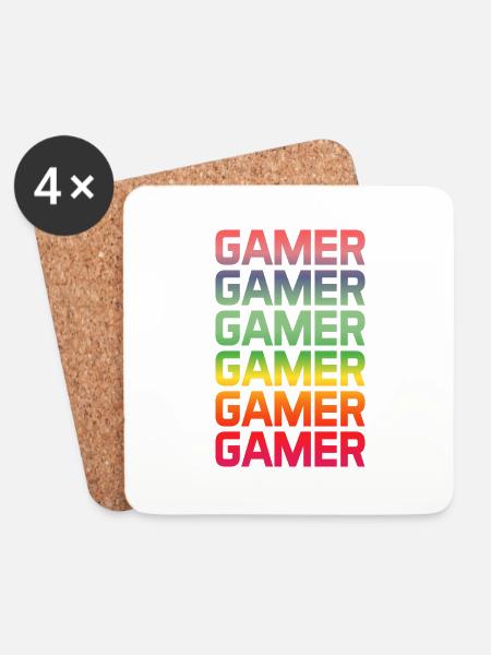 GAMER GAMER GAMER GAMER GAMER - Untersetzer (4er-Set) - Weiß