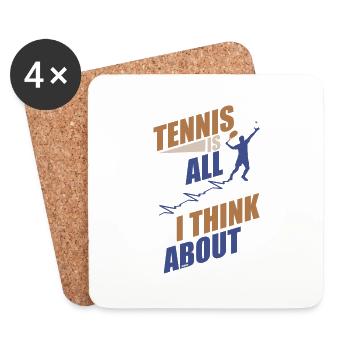 Tennis Is All I Think About - Coasters (set of 4) - white - Front
