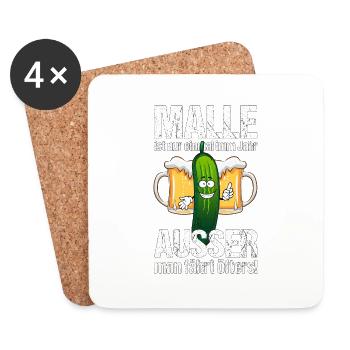 Malle Gurke Spruch saufen Geschenk - Untersetzer (4er-Set) - Weiß - Vorne